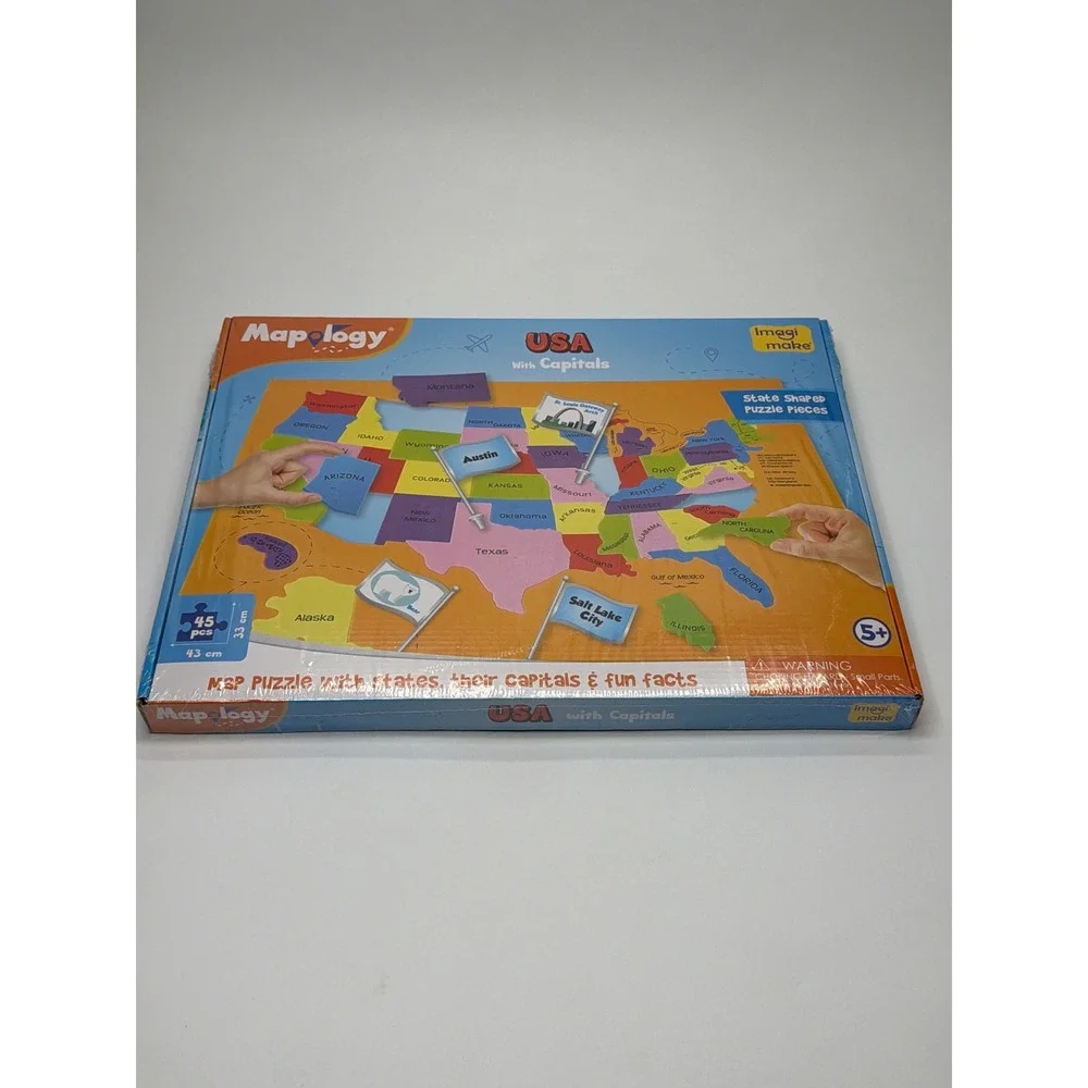 Imagi Make‎ Mapology USA with Capitals Foam Map Puzzle 45pc Educational Toy New